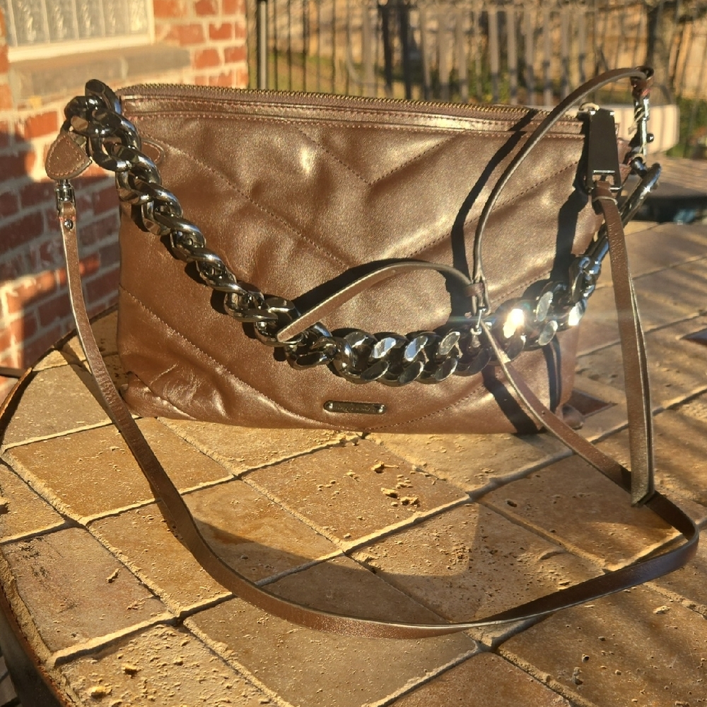 Rebecca Minkoff Leather Edie Maxi Crossbody Bag with Chain Detail